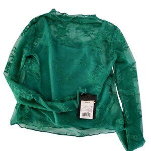 Art Class Green Floral Lace Long Sleeve Comfortable cotton lining Top Size (6/7)
